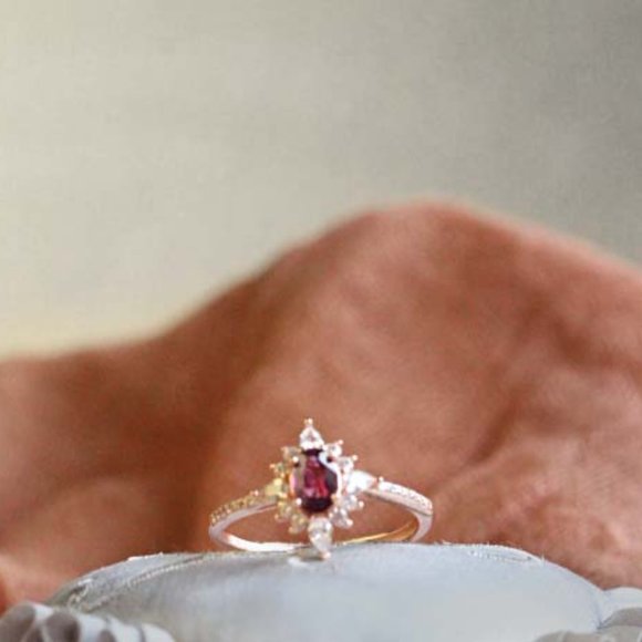 Natural Gemstone Ring Gold Vermeil Red Garnet ring for Her Retro Open Ring - Picture 5 of 11